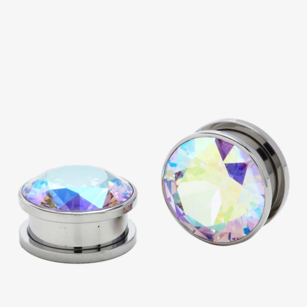 Steel Pastel CZ Gem Plug 2 PCS